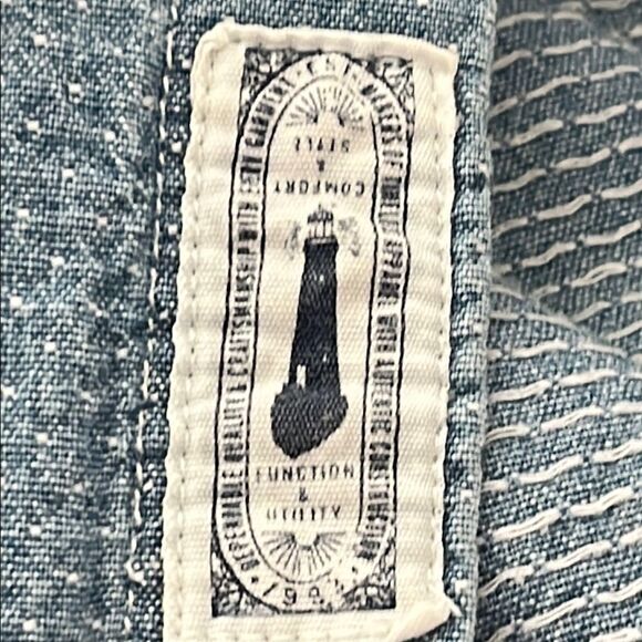 L.O.G.G Blue Denim Polka Dot Button-Up Shirt. SZ S Front Pocket Comfort & Style - Picture 7 of 9